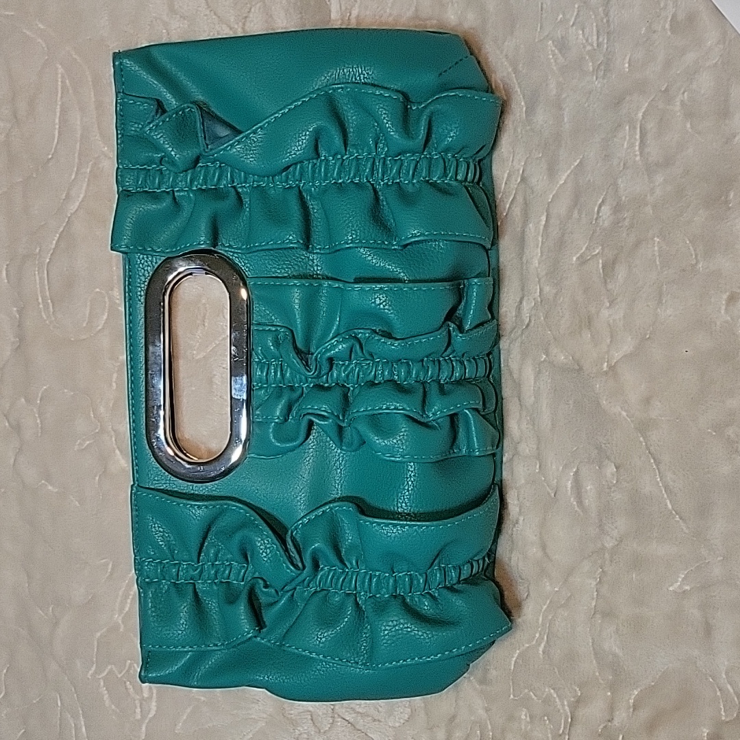 Green Faux Leather Clutch
